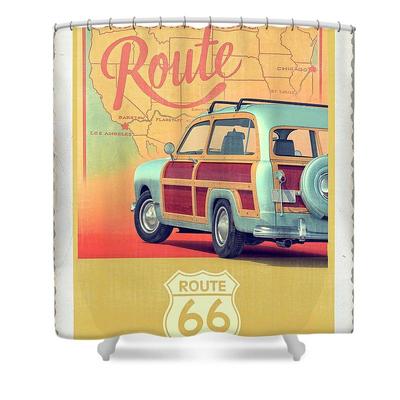 Route 66 Vintage Postcard Shower Curtains